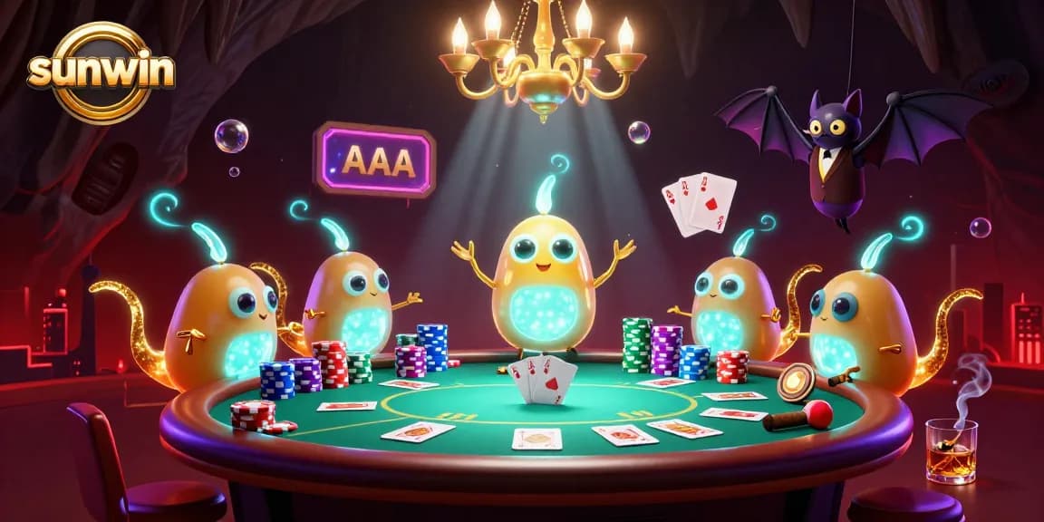 Experience thrilling poker action at sunwin with glowing glowworms illuminating the vibrant casino scene.