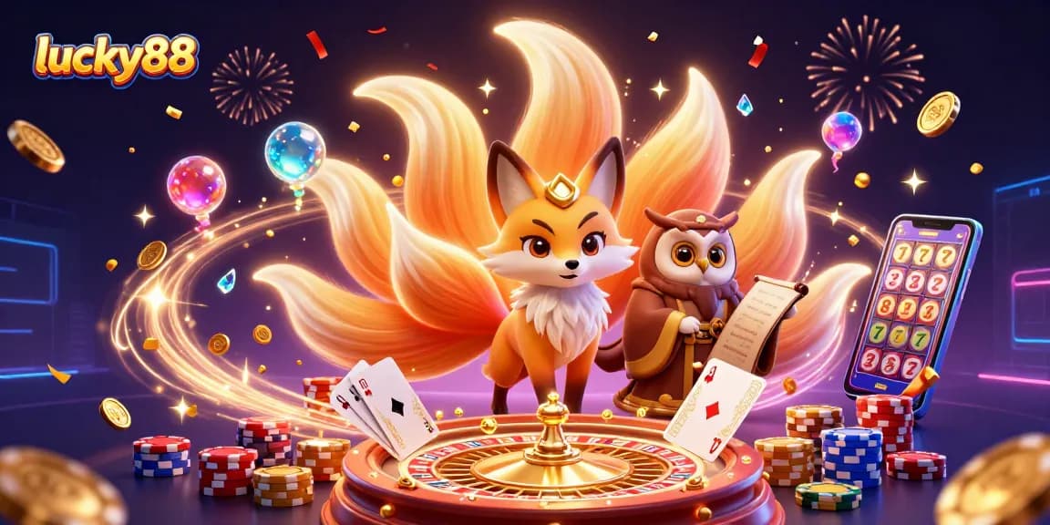 Experience the excitement of winning with lucky88 in this vibrant casino scene filled with dynamic elements.