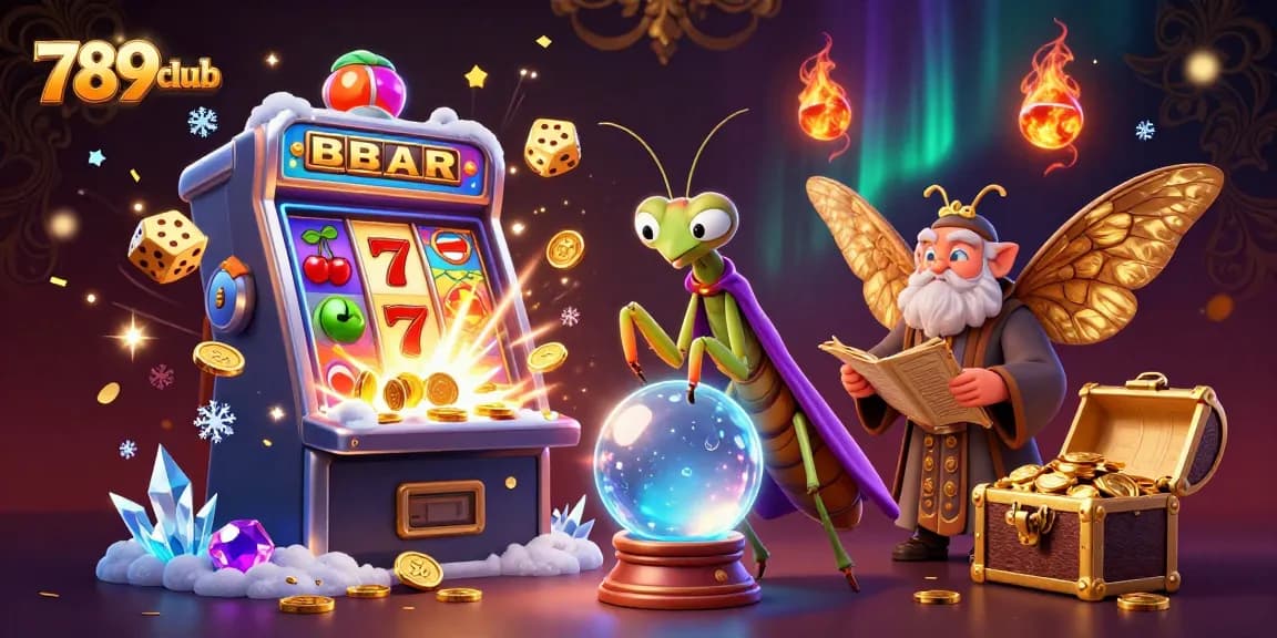 Experience the thrill of 789club with dynamic casino games and vibrant visuals in this colorful illustration.