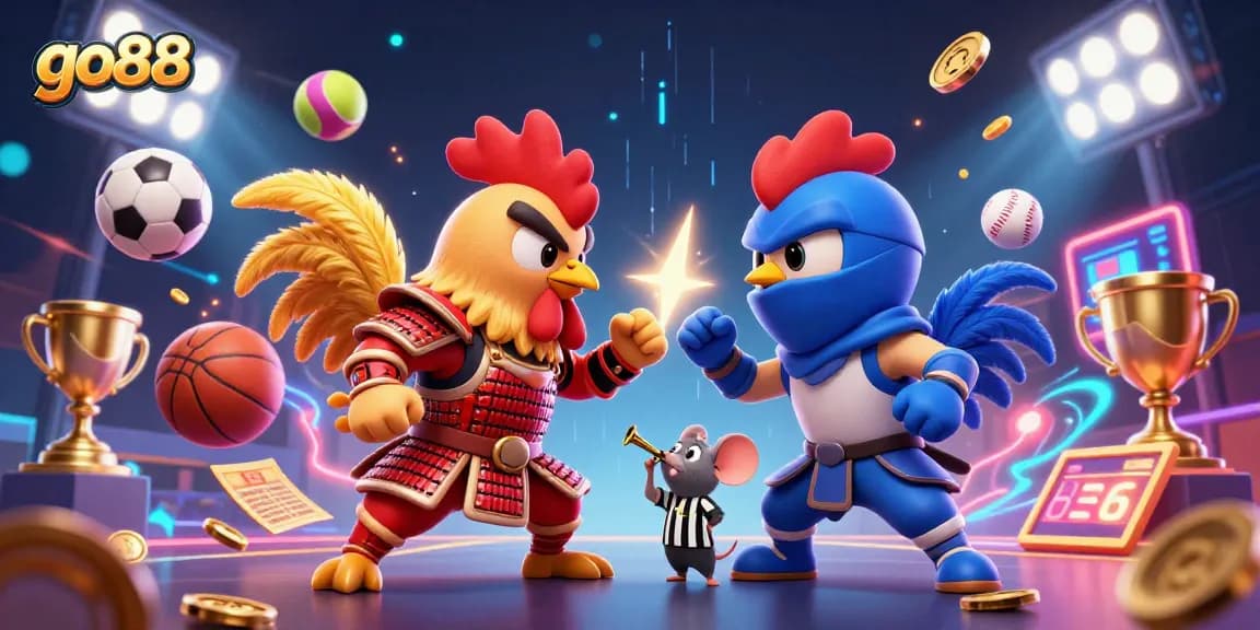 Engage with thrilling gameplay at go88, featuring dynamic fighting roosters and vibrant sports elements.