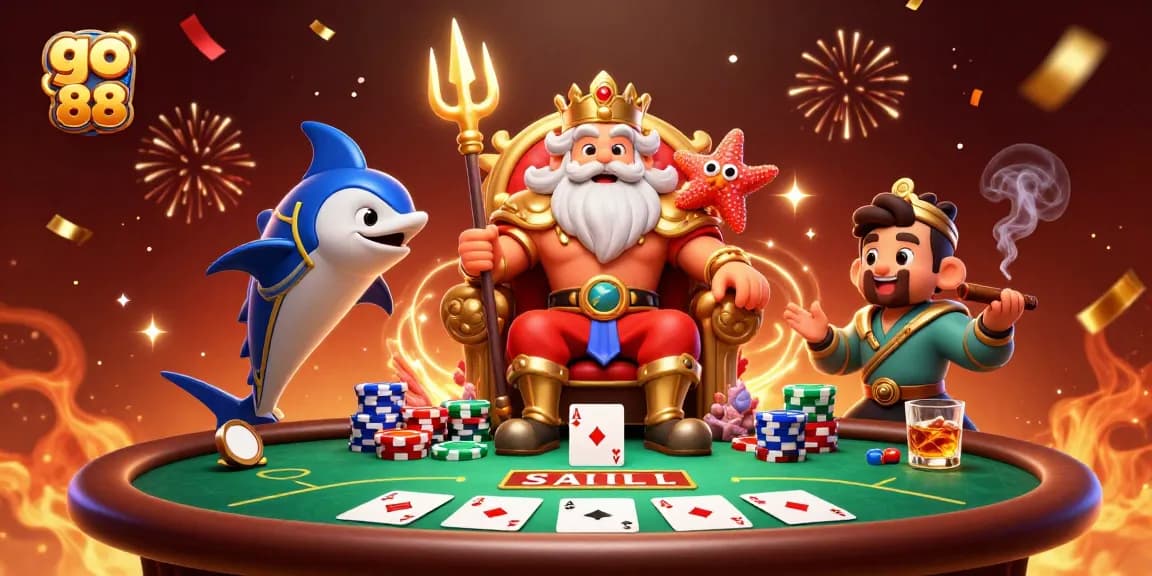 Engage with go 88 and the exciting world of online poker through this immersive illustration.