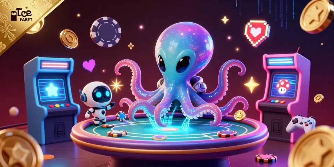 Experience the exciting FABET alien poker game with dynamic 3D visuals and vibrant colors.