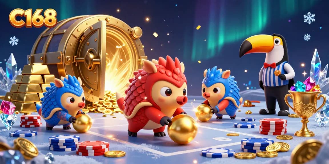 C168 pangolins competing in a vibrant casino scene, showcasing exciting gambling action.