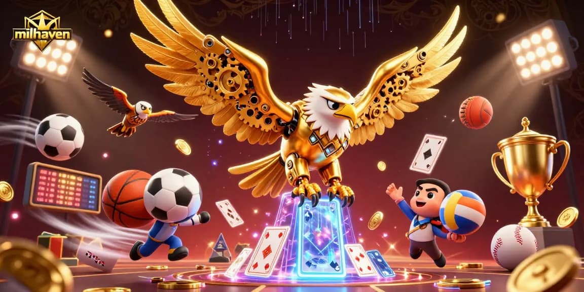 Experience thrilling gameplay at milhaven through dynamic sports betting with golden eagle and holographic cards.