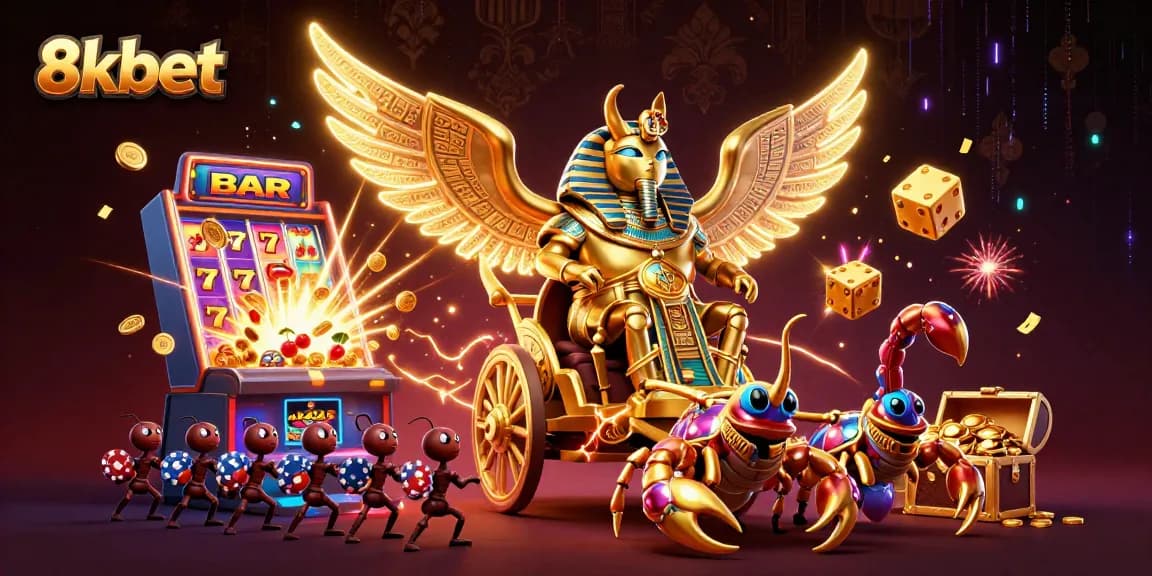 Win big at 8xbet with an exciting 3D casino illustration capturing thrilling gaming elements and characters.