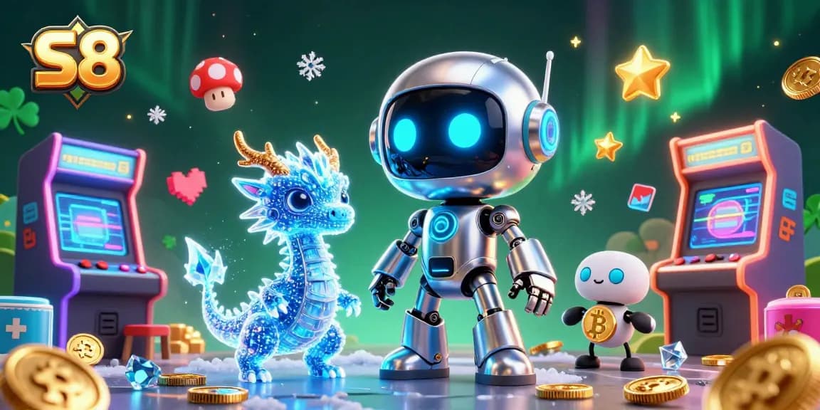 Experience exciting S8 gaming with vibrant characters, arcade machines, and dynamic casino elements.