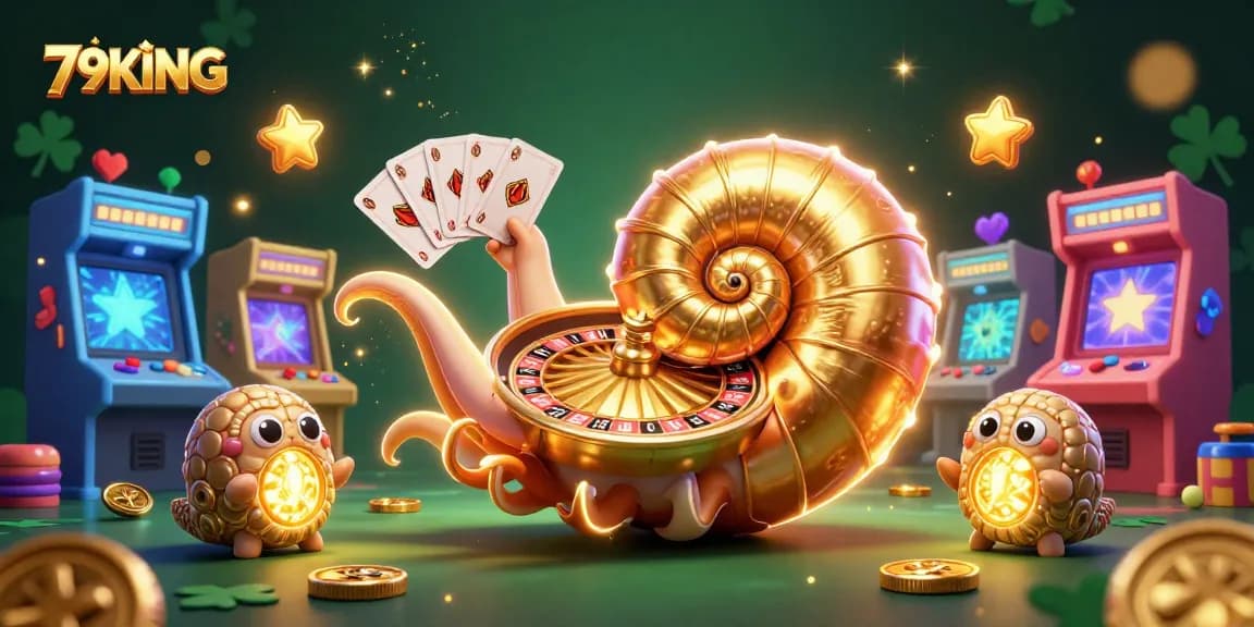 Experience the excitement of 79KING with a thrilling casino scene featuring a giant nautilus roulette wheel!