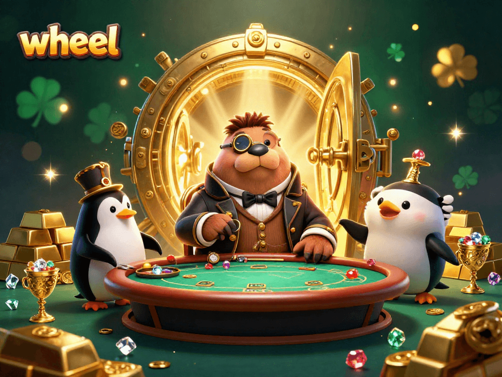 Spin the wheel as a jolly walrus engages in underwater poker with dazzling treasures