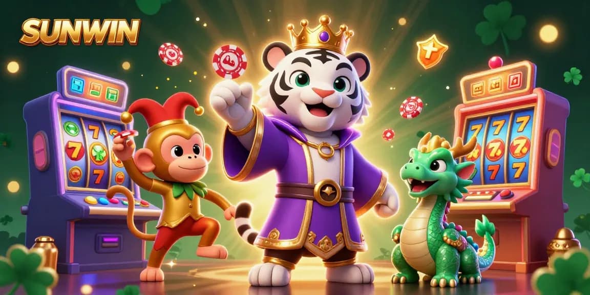 SUNWIN invites players to enjoy vibrant slot games, with colorful characters and casino elements creating an engaging atmosphere.