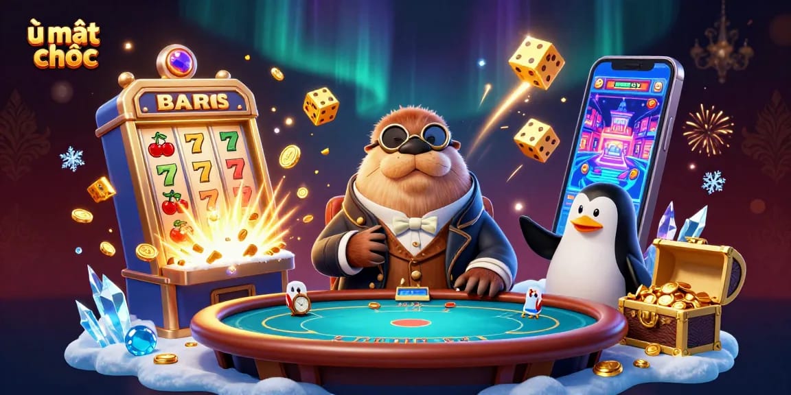 Experience the excitement of ù mạt chược as characters engage in a lively underwater poker game.
