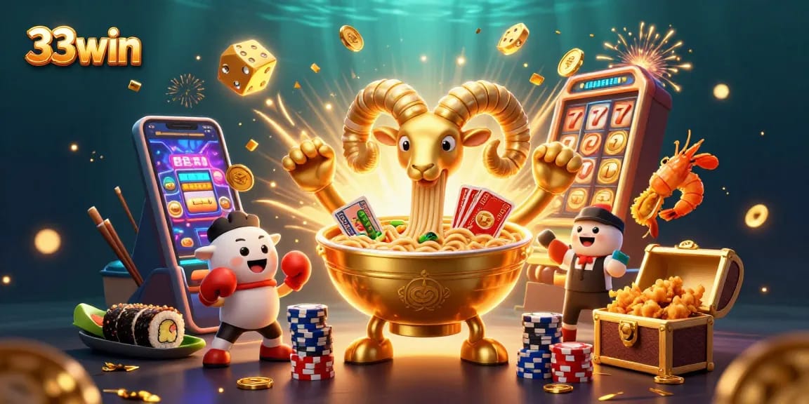 Experience thrilling gameplay at 33win with a vibrant casino scene featuring energetic characters and jackpot excitement.