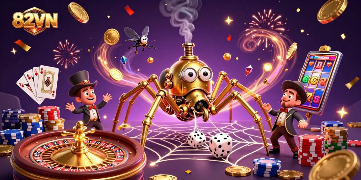 Experience thrilling gameplay at 82VN with captivating steampunk characters and rich casino elements.