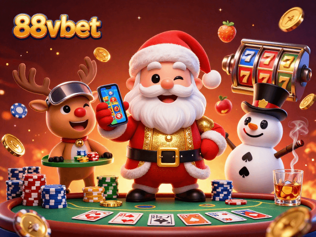 Experience thrilling wins with 88vbet in this festive casino scene showcasing dynamic jackpot slots.