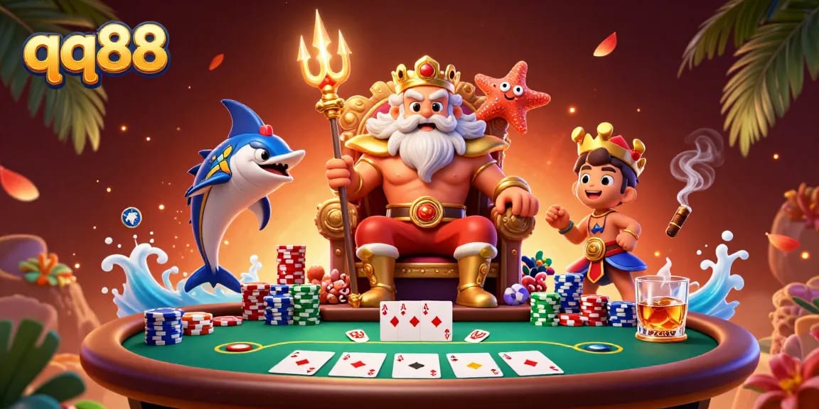 Experience thrilling gameplay at qq88 with a dynamic poker scene featuring Neptune in vibrant detail.