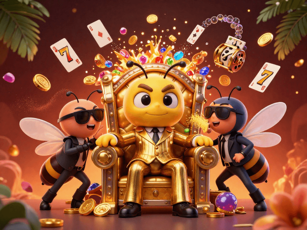 Engage with 789f's thrilling world as the cartoon mob boss oversees a jackpot explosion in this vibrant casino scene.