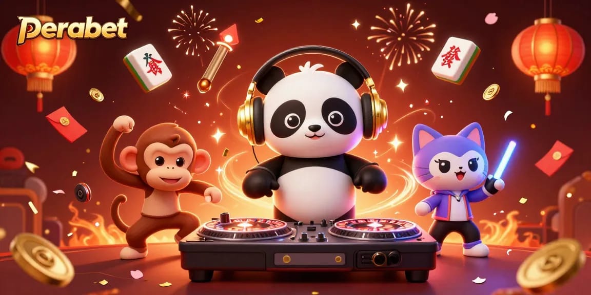 Perabet giriş alanında güvenli bir şekilde kazanç sağlamak için 3D Panda DJ ve dans eden karakterler