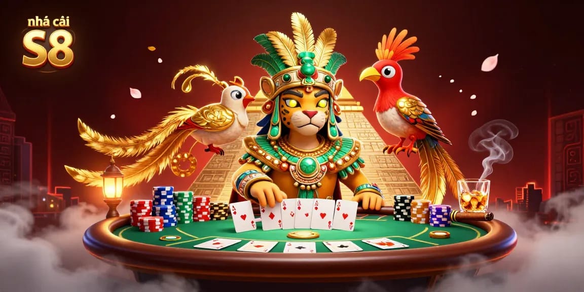 Engage with exciting gaming at nhà cái S8 featuring vibrant poker elements and dynamic characters.