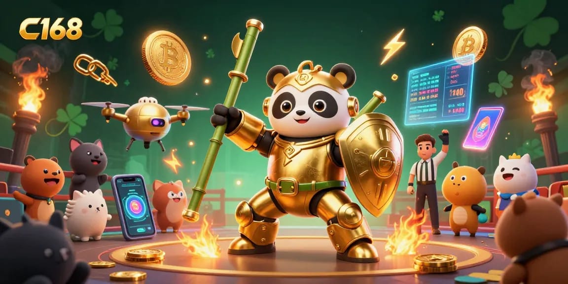 Experience thrilling gameplay at C168, featuring a vibrant 3D casino scene with exciting elements and characters.