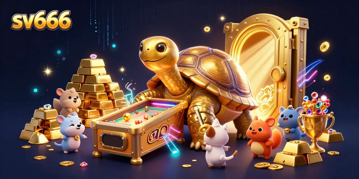 Experience thrilling gameplay at sv666 with a colorful 3D casino scene filled with exciting elements.