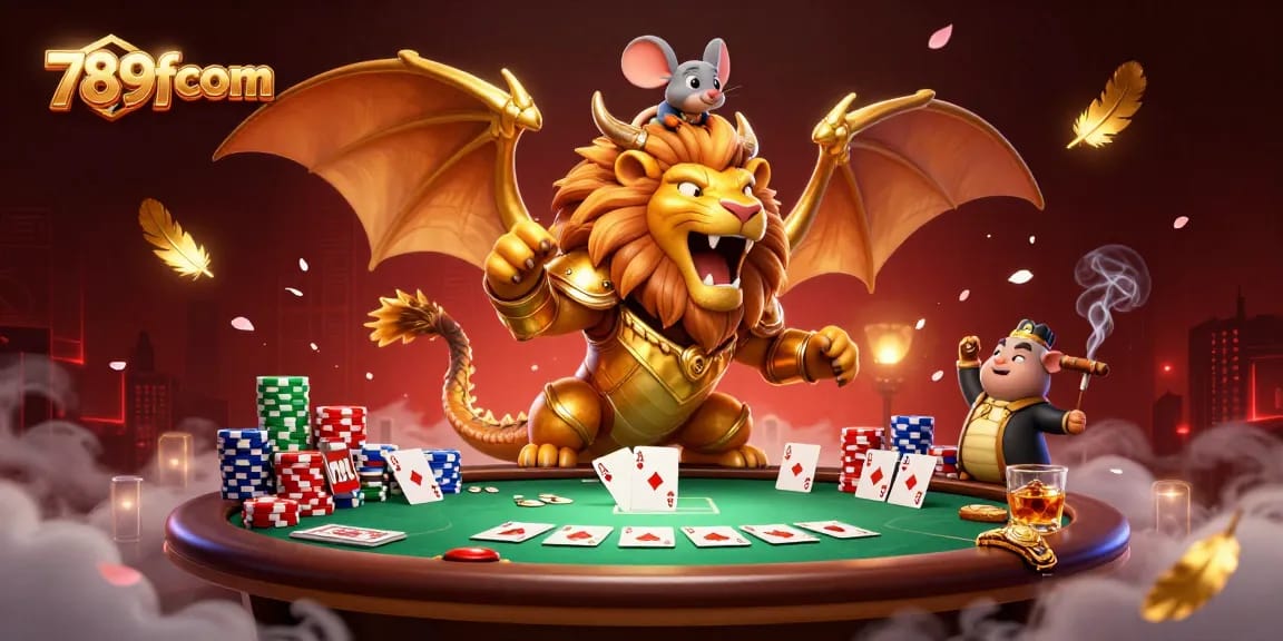 Play online poker with 789fcom at a vibrant casino scene filled with excitement.
