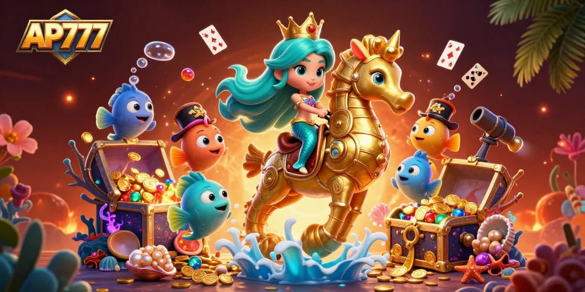 Experience thrilling gaming adventures with AP777 featuring a mermaid princess and her seahorse