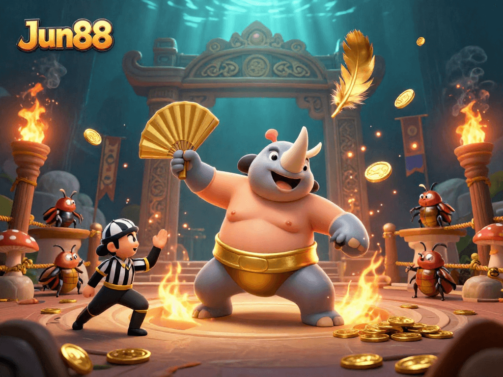 Experience thrilling gameplay at Jun88 with a vibrant scene of action and excitement in the casino arena.