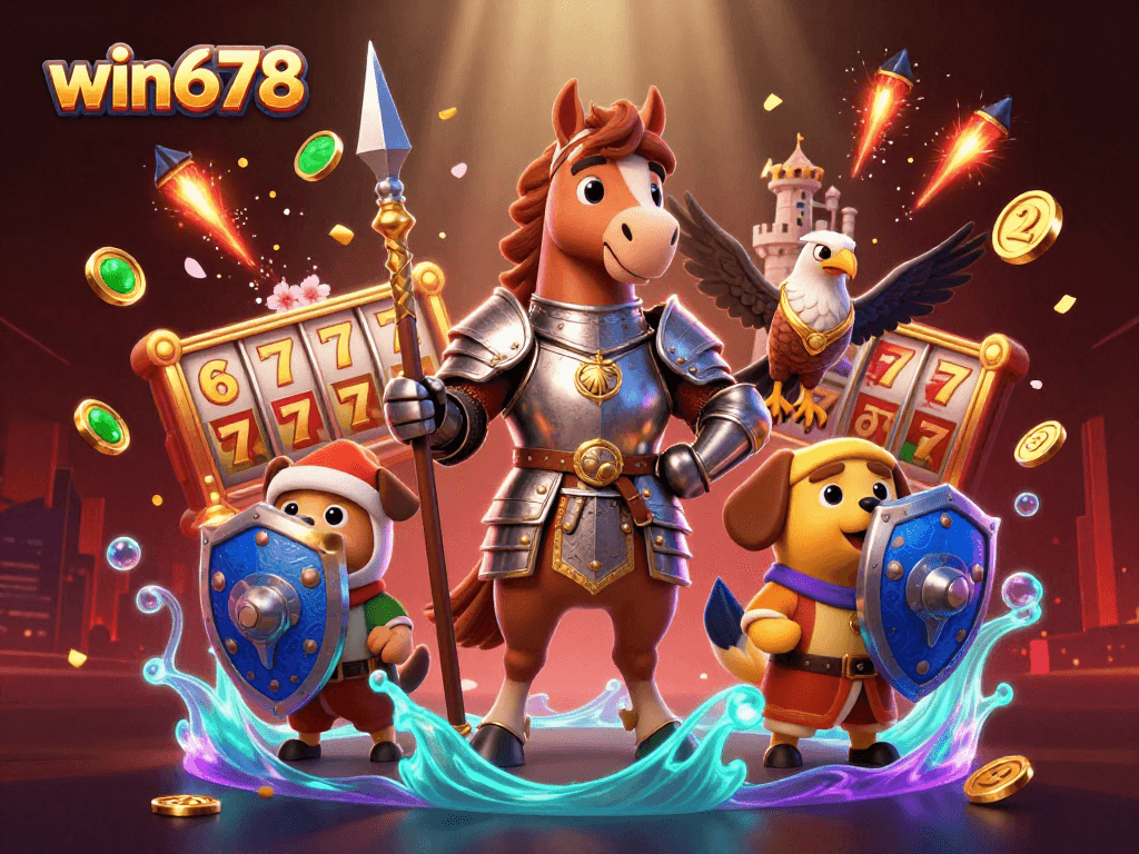 Experience the excitement of win678 with stunning visuals of slot games and dazzling casino elements.