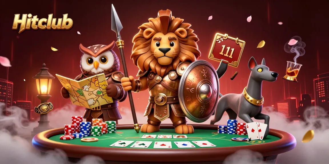 Engage in thrilling gameplay at Hitclub with a vibrant casino scene featuring poker and strategy elements.