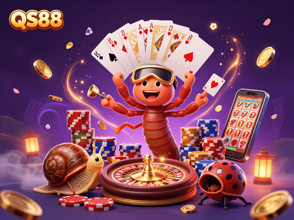 Experience the excitement at QS88 casino with vibrant characters and dynamic gaming elements.