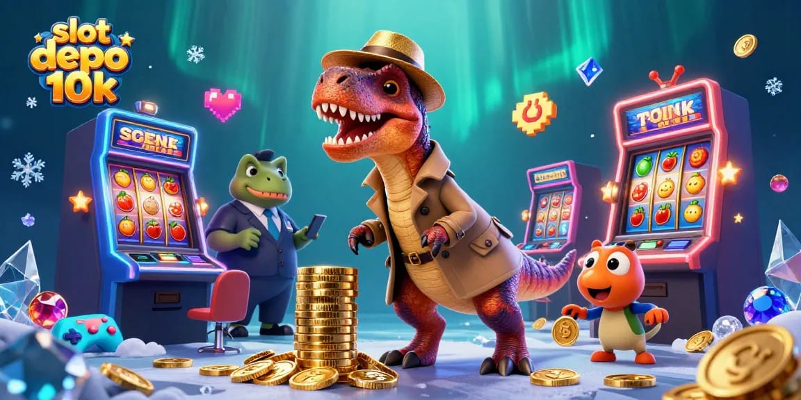 Experience the action at slot depo 10k with vibrant slot machines and playful characters.