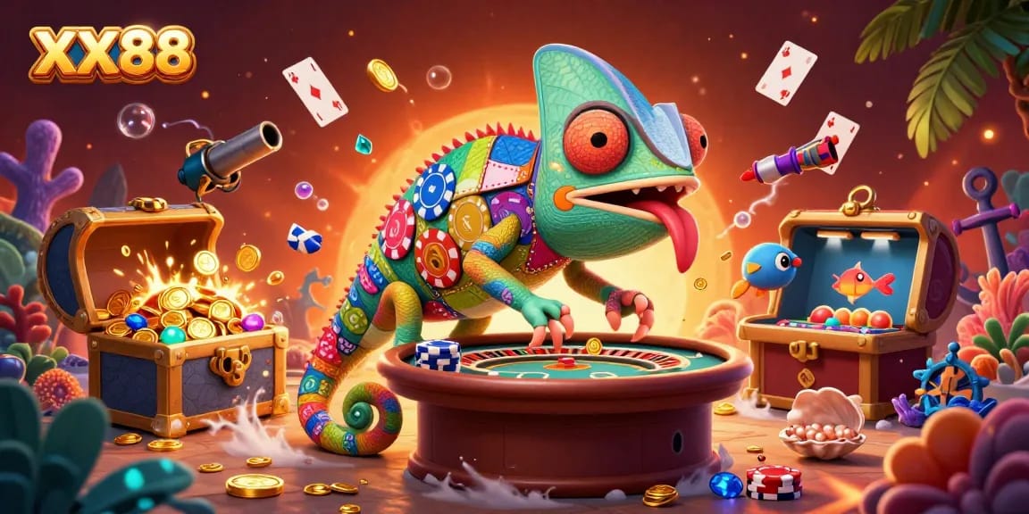 Experience the excitement of XX 88 with a vibrant casino-themed digital art illustration.