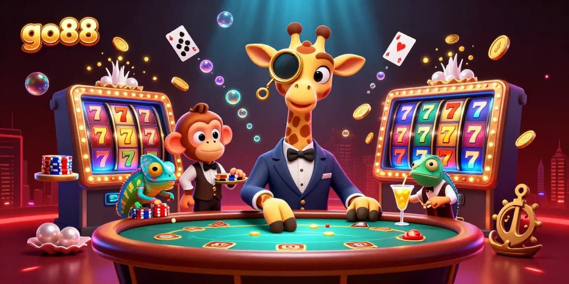 Trải nghiệm game hấp dẫn tại go88 với giraffe cầm bài VIP và các trò chơi đổi thưởng.