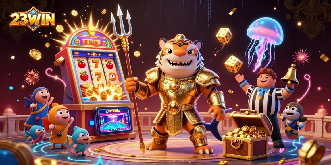 Experience the thrilling world of 23WIN with a dynamic underwater casino scene.