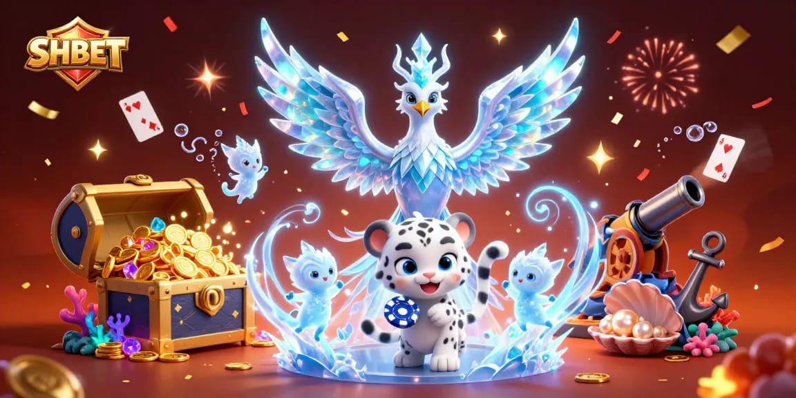 Engage in immersive gameplay with SHBET's vibrant ice phoenix and poker elements.