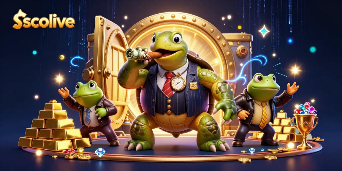 Socolive features a lively cartoon scene with a turtle mobster and bullfrog enforcers celebrating casino wins.