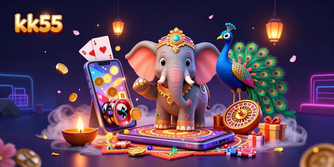 Experience thrilling gameplay at kk55 with a colorful casino scene featuring dynamic characters and game elements.