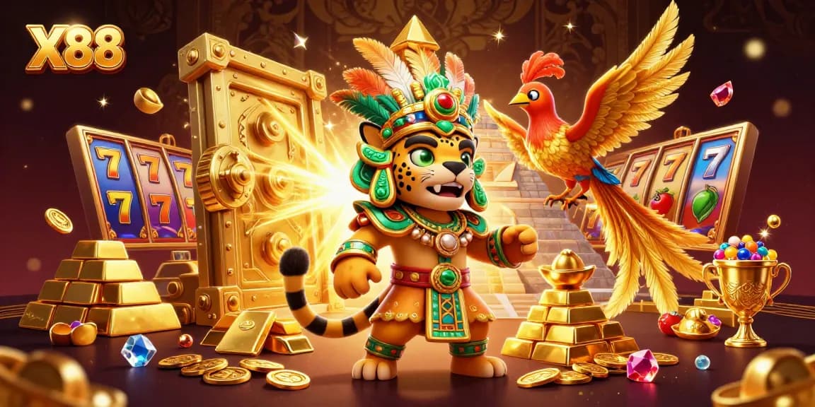 X88 casino experience featuring Mayan jaguar priest and treasures, highlighting engaging gameplay.