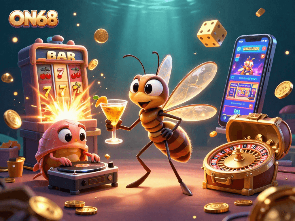 Feeling lucky with ON68: a vibrant casino scene showcasing animated characters and gaming elements.
