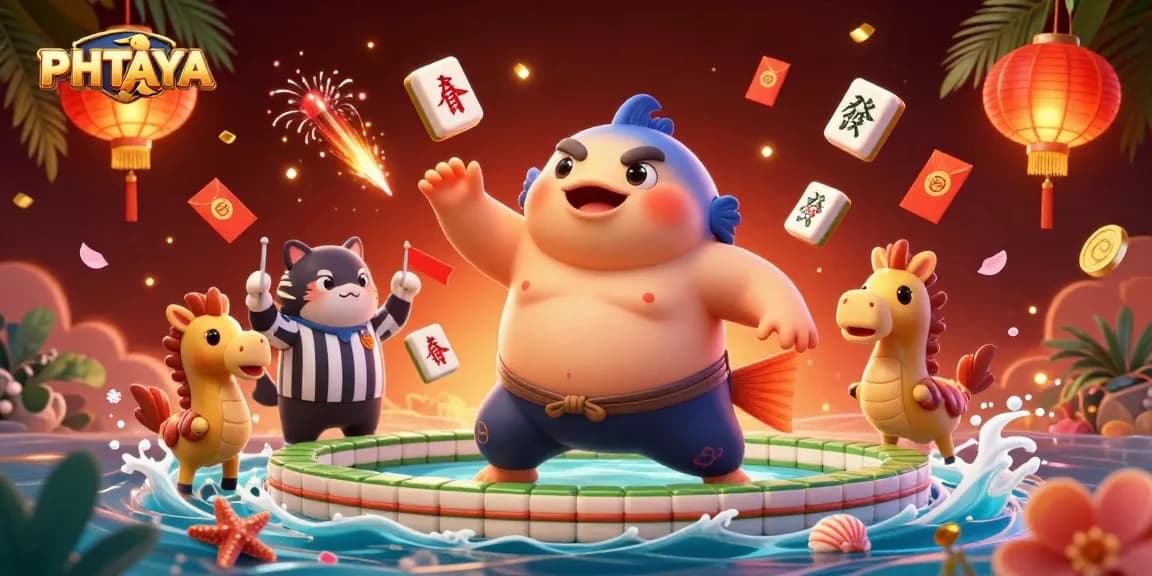 PHTAYA online gambling scene illustrating a festive underwater casino with energetic characters.