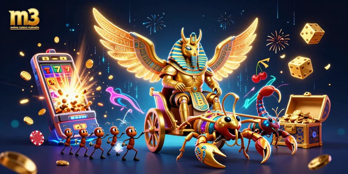 Experience the excitement at m3 online casino malaysia with a vibrant 3D scene of gaming adventures.
