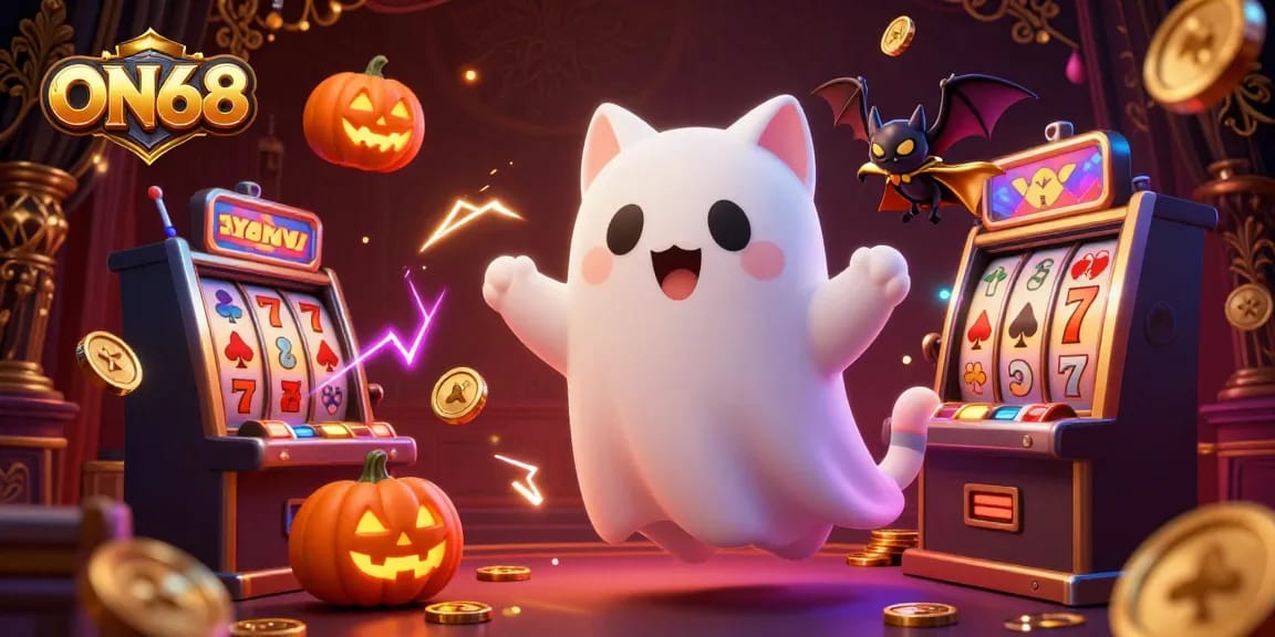 Experience thrilling action at ON68 as the ghost cat and bat explore a haunted casino.