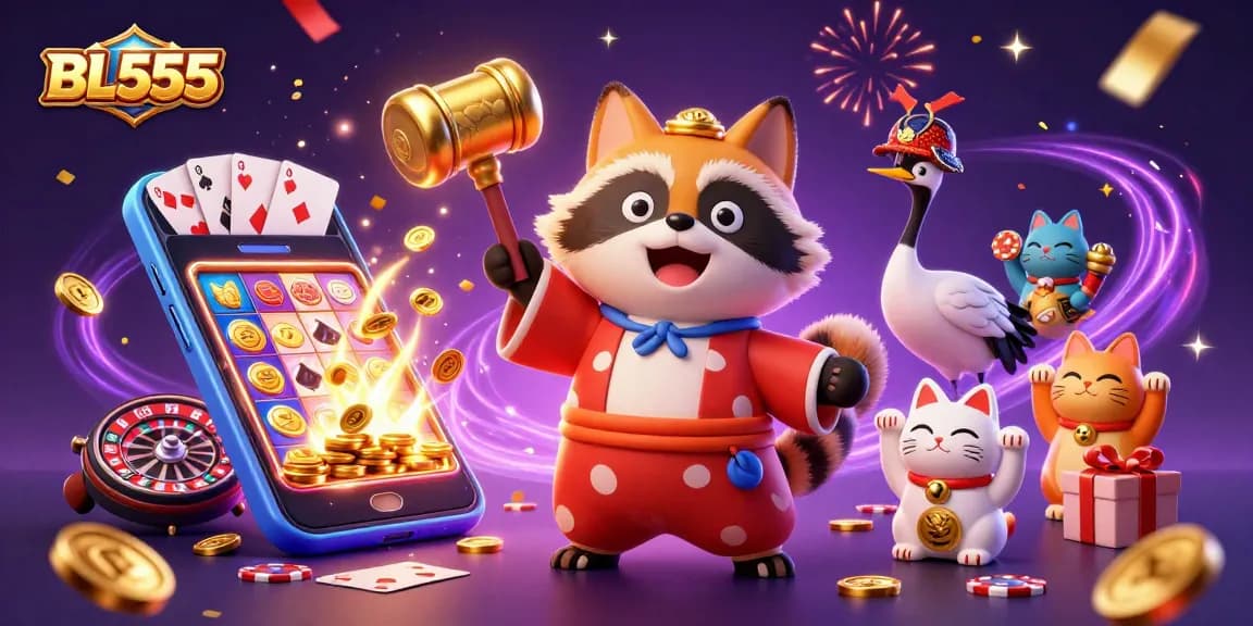 Experience the excitement of BL555 with lucky symbols and vibrant casino elements