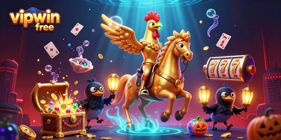 Experience vibrant gameplay at vipwin free with an exciting scene full of cartoonish characters and casino elements.