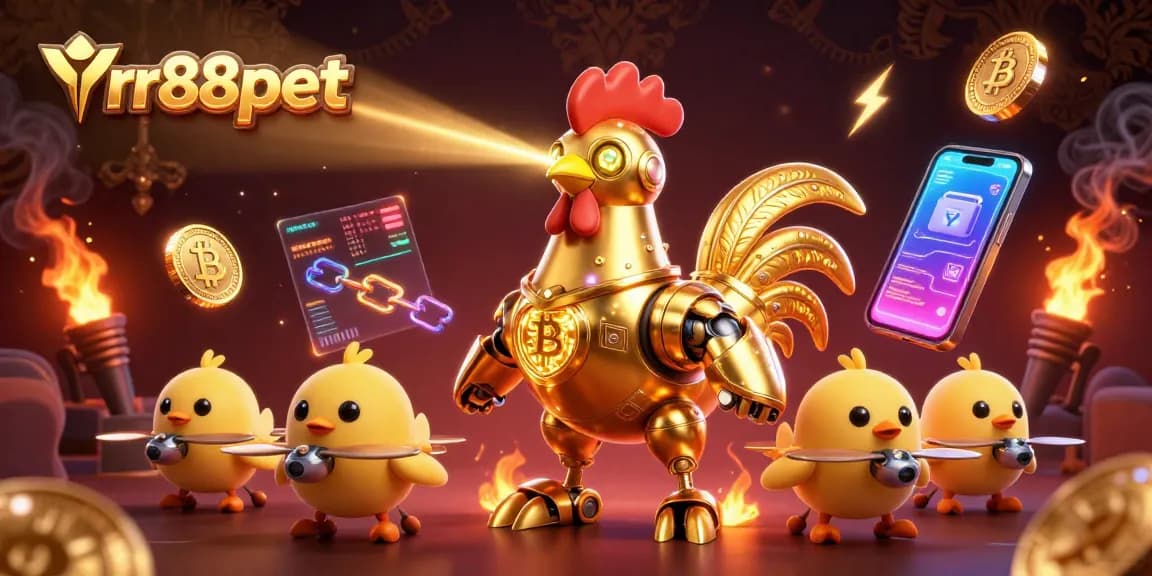rr88pet offers thrilling gambling experiences, showcasing vibrant 3D characters and crypto elements.