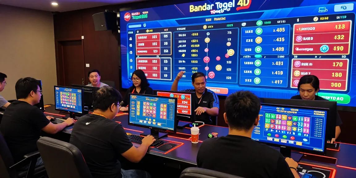 Players engaged in a vibrant online lottery experience with Bandar Togel 4D Resmi Togel88, analyzing strategies and real-time data.