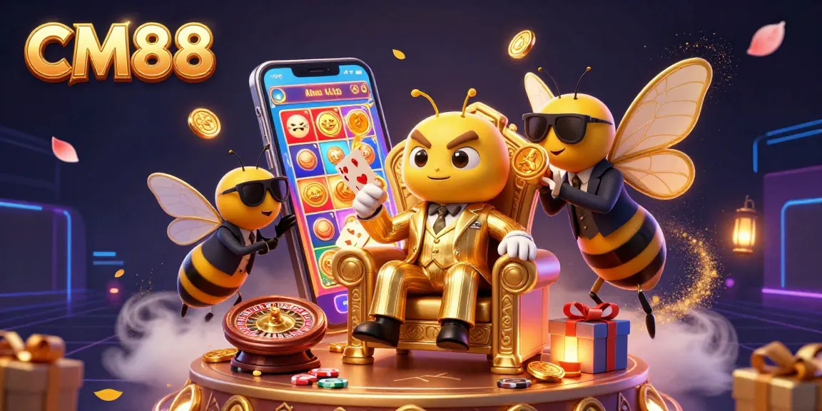 Engage with CM88's vibrant casino scene featuring a mob boss amidst dynamic games and excitement.