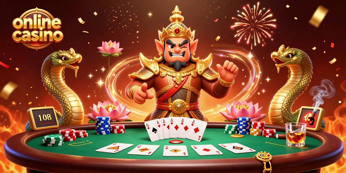 Experience immersive online casino action with colorful poker elements in a vibrant scene.