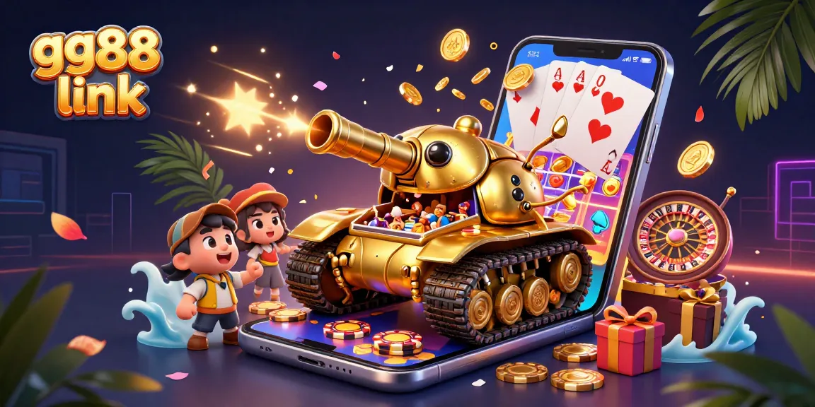 Experience the exciting gg88 link casino world inside a golden beetle tank featuring vibrant gambling elements.