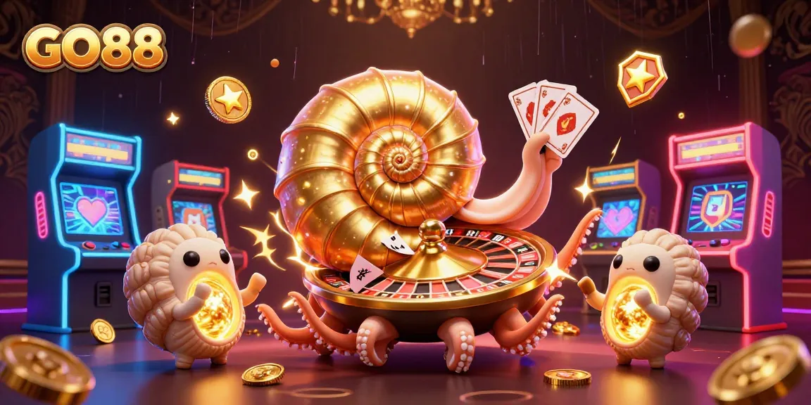 Engage with thrilling GO88 gameplay featuring a colorful 3D casino scene with vibrant characters and game elements.