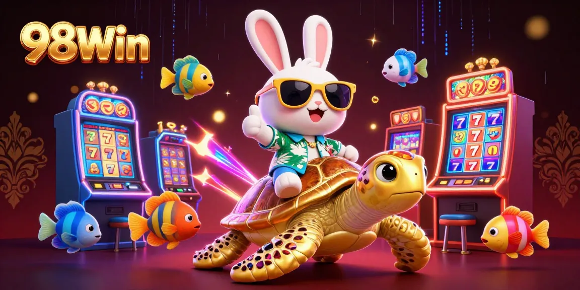 Play exciting slots with 98Win featuring a colorful scene of luck and treasures